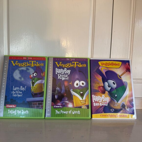 Bid Idea VeggieTales Larry Boy DVD Lot Rumor Weed Bad Apple Fib From Outer Space - Picture 1 of 7